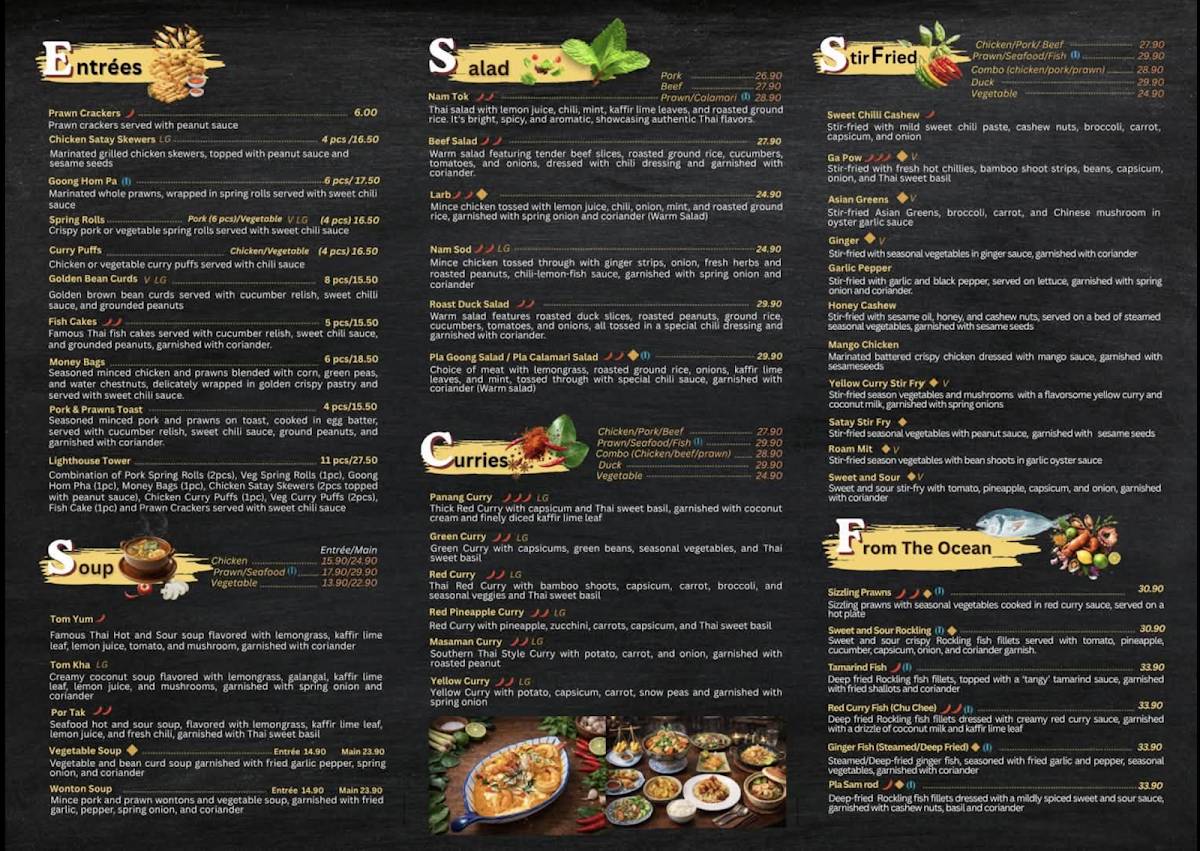 The Lighthouse Cafe Thai Restaurant меню