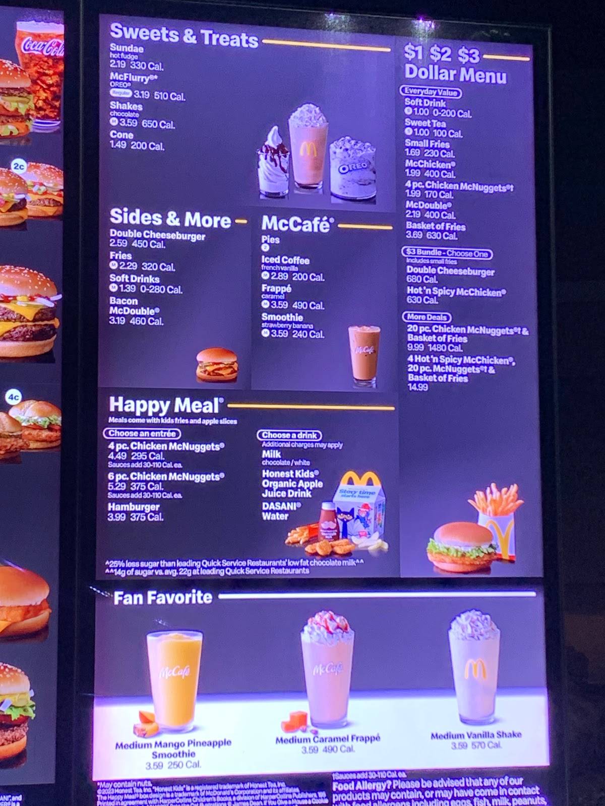 McDonald's меню