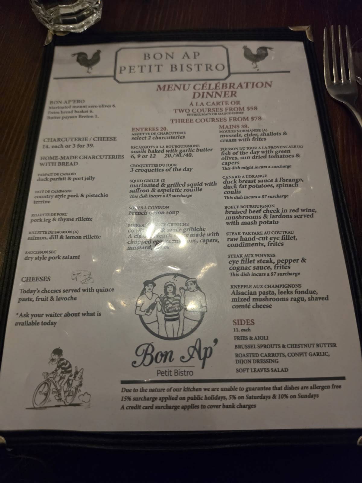 Bon Ap' Petit Bistro меню