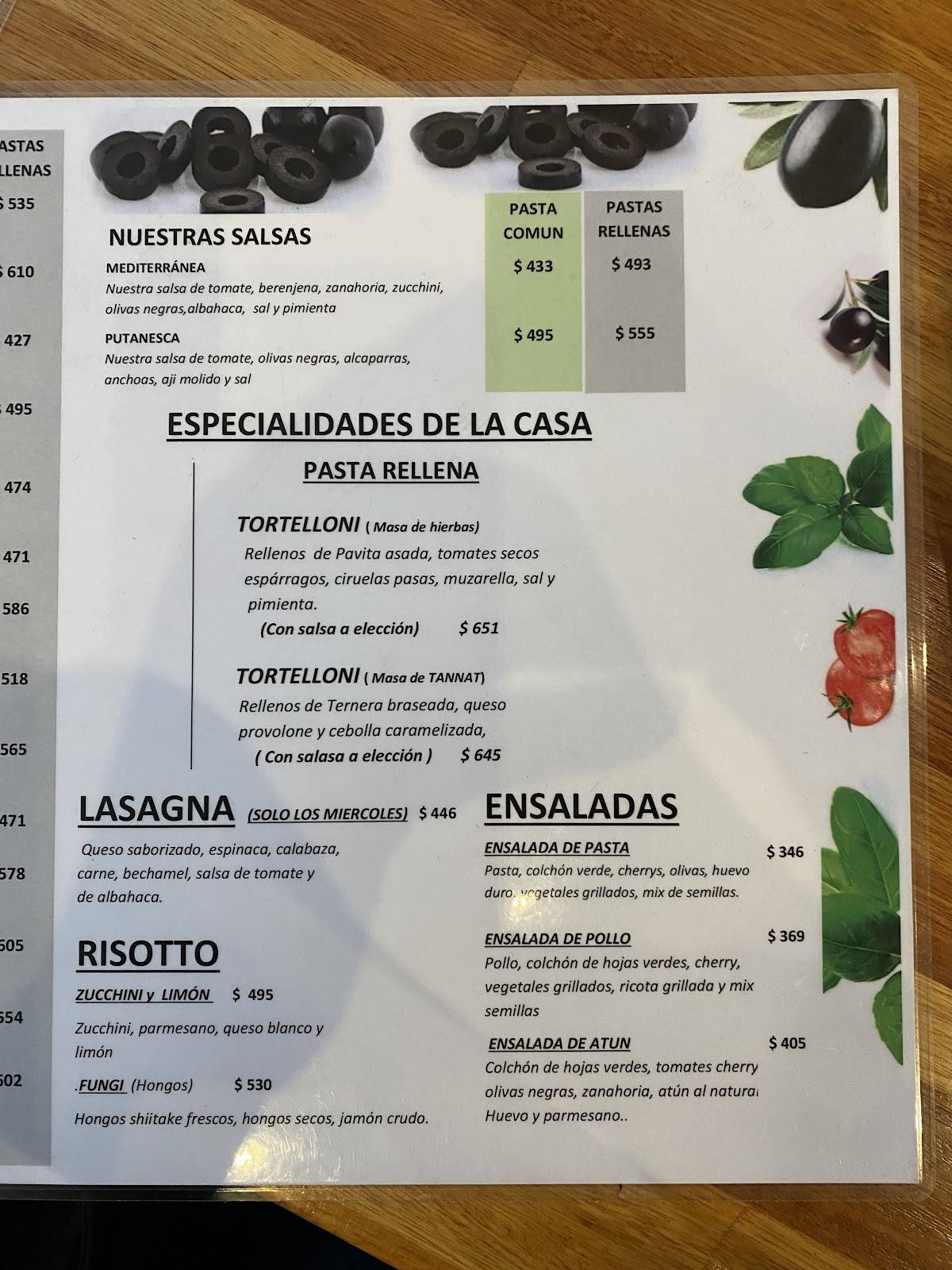 Meriggiare - Pasta, pizza e pane меню