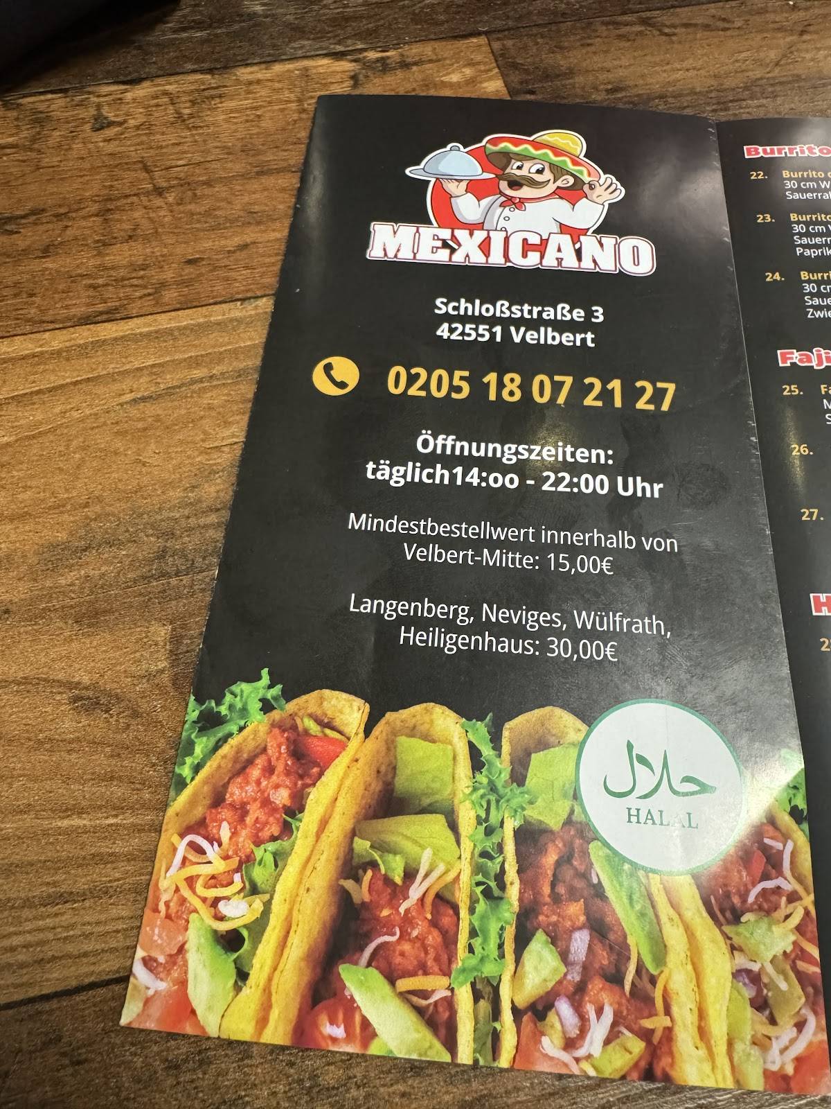 Mexicano меню
