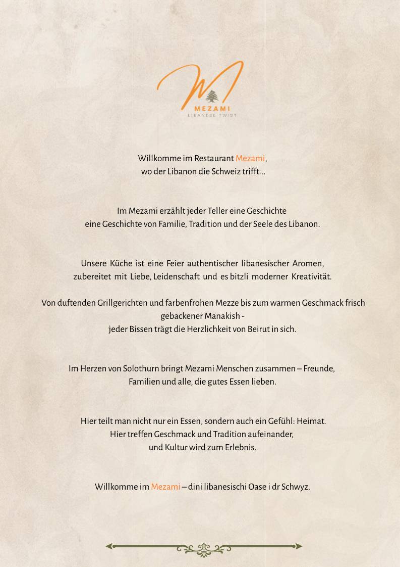 Mezami Restaurant меню
