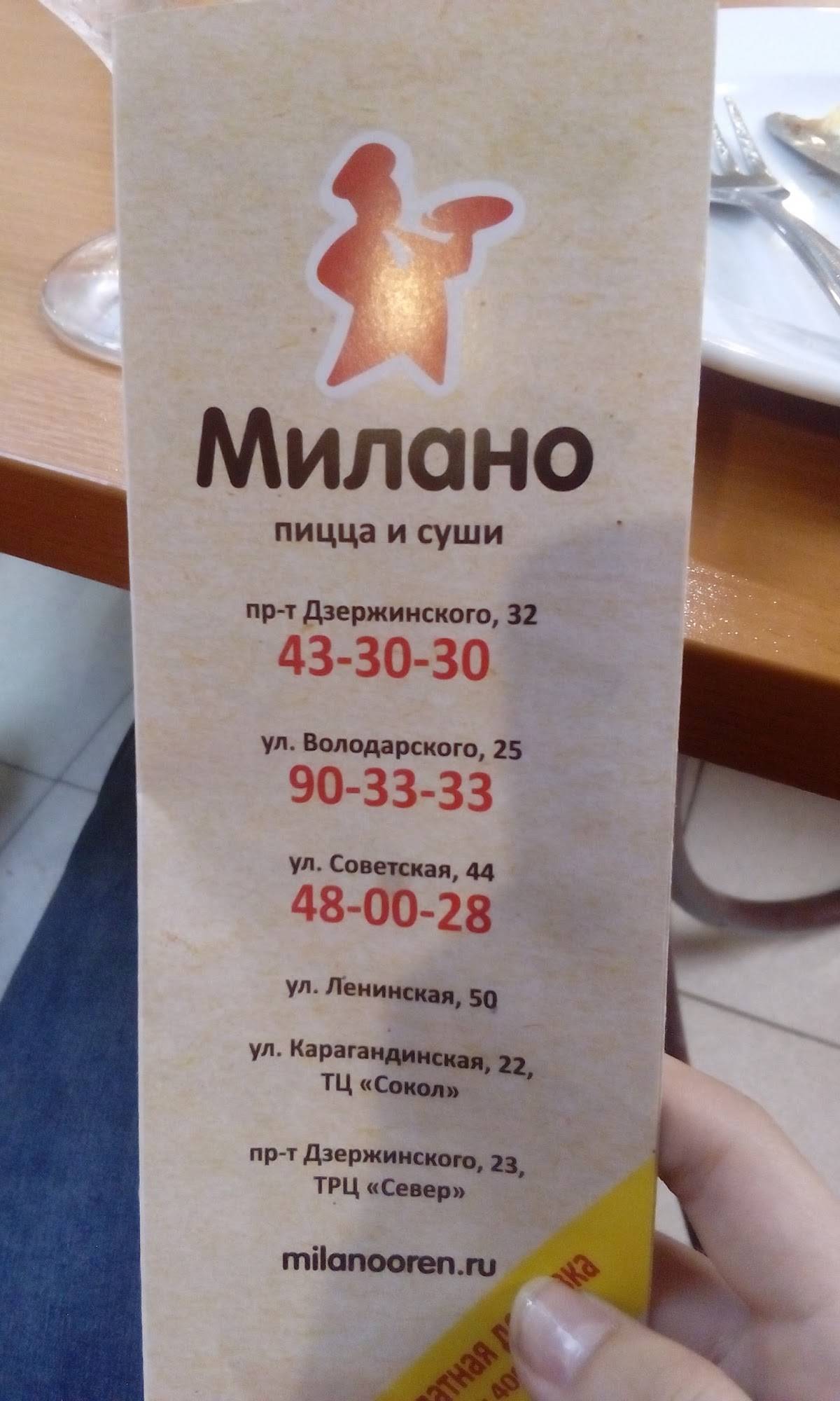 Милена меню