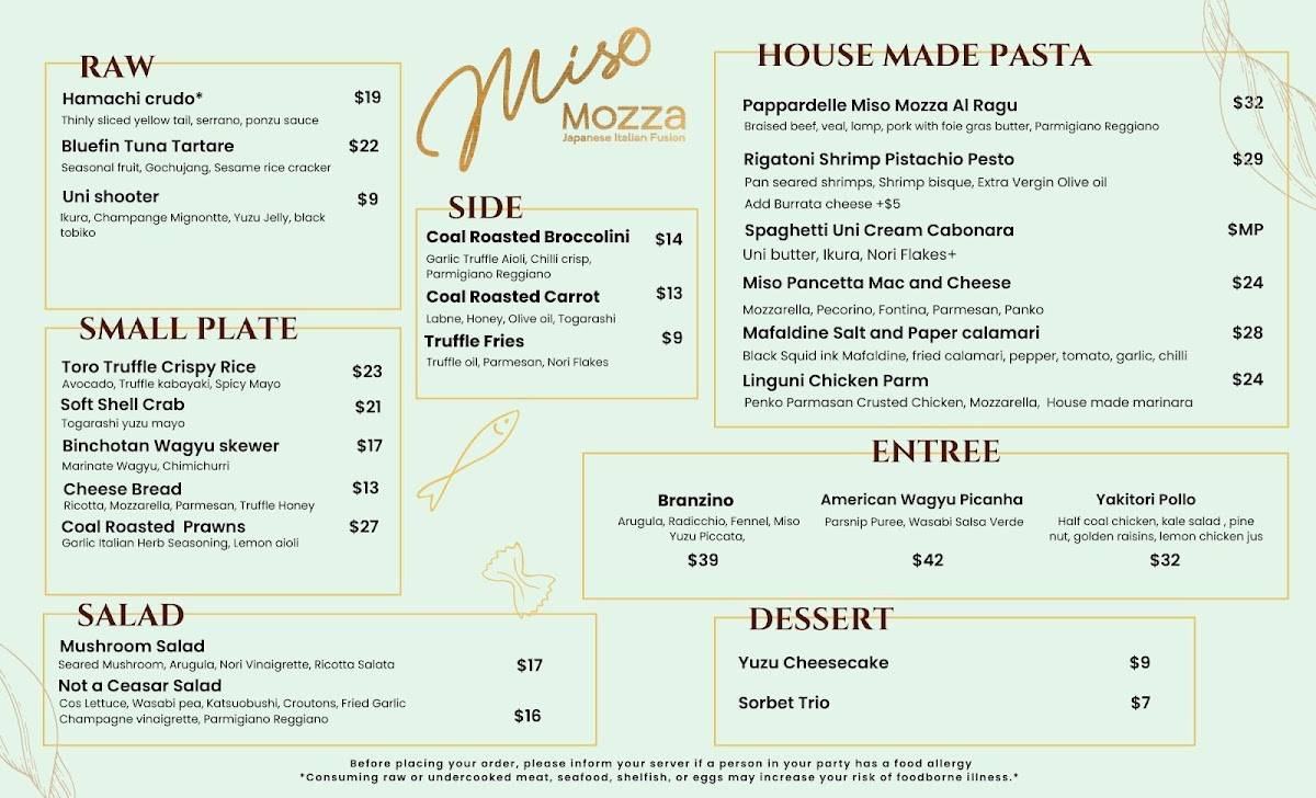 Miso Mozza меню