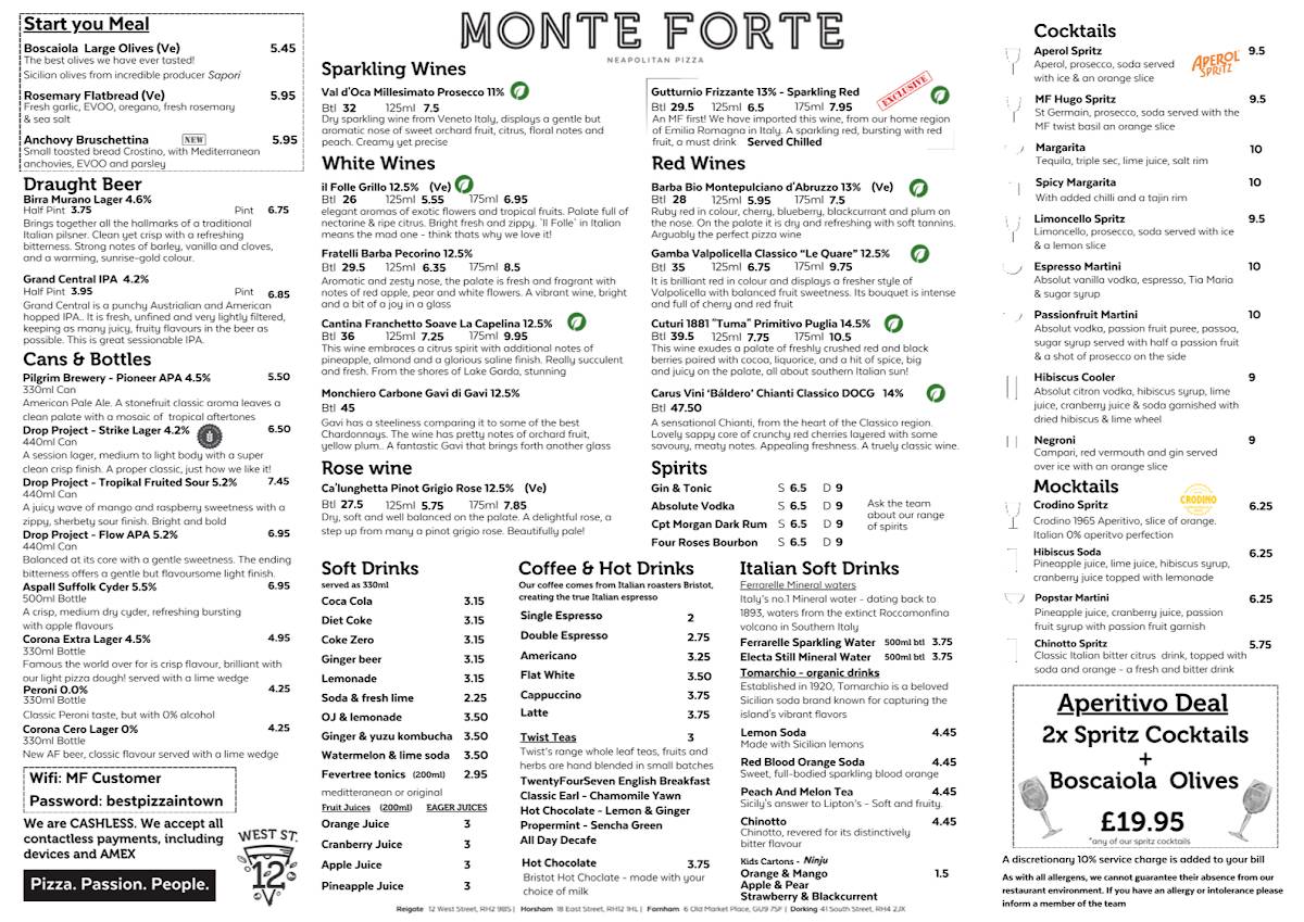 Monte Forte - Neapolitan Pizza меню