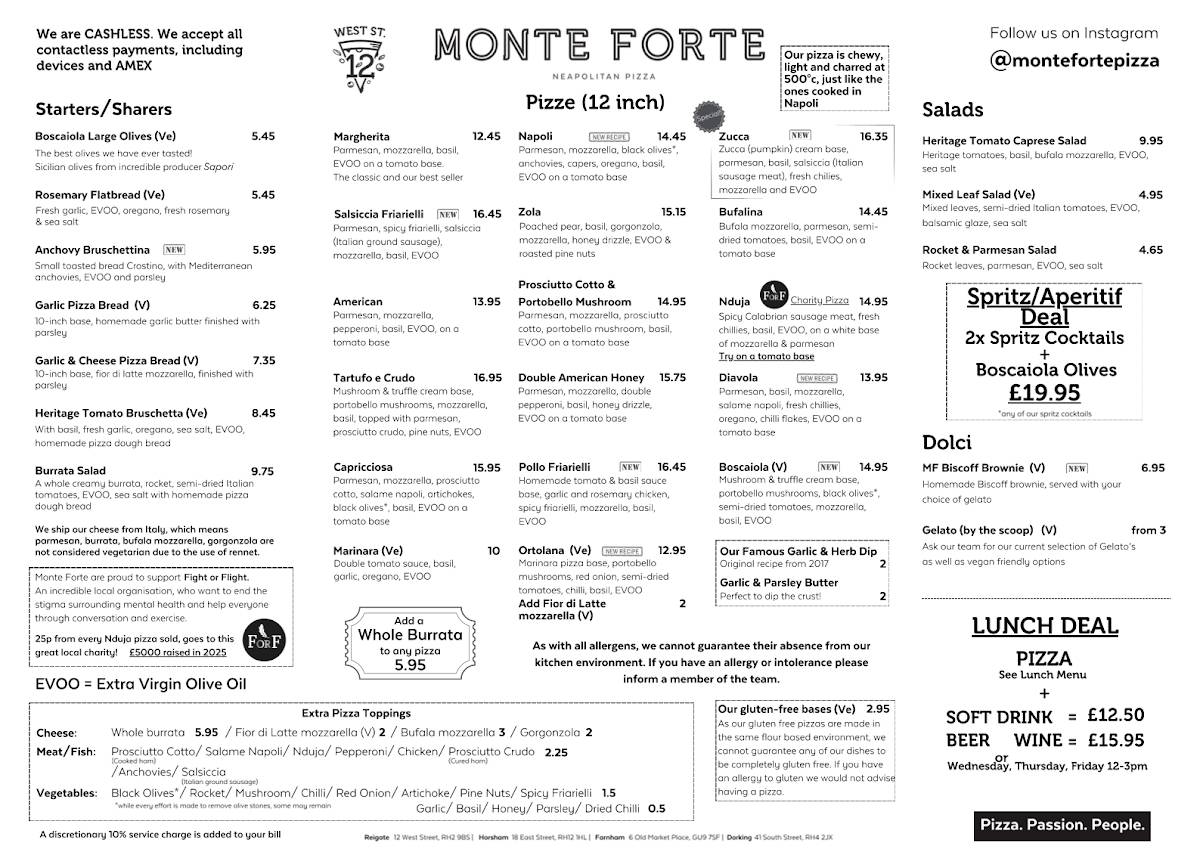 Monte Forte - Neapolitan Pizza меню