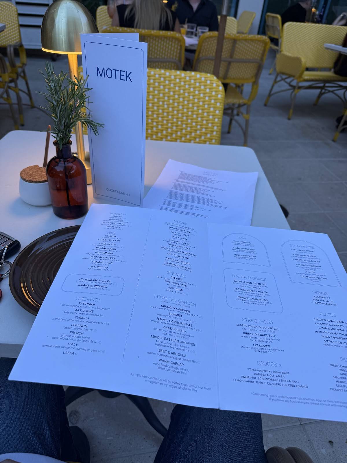 Motek Boca Raton меню