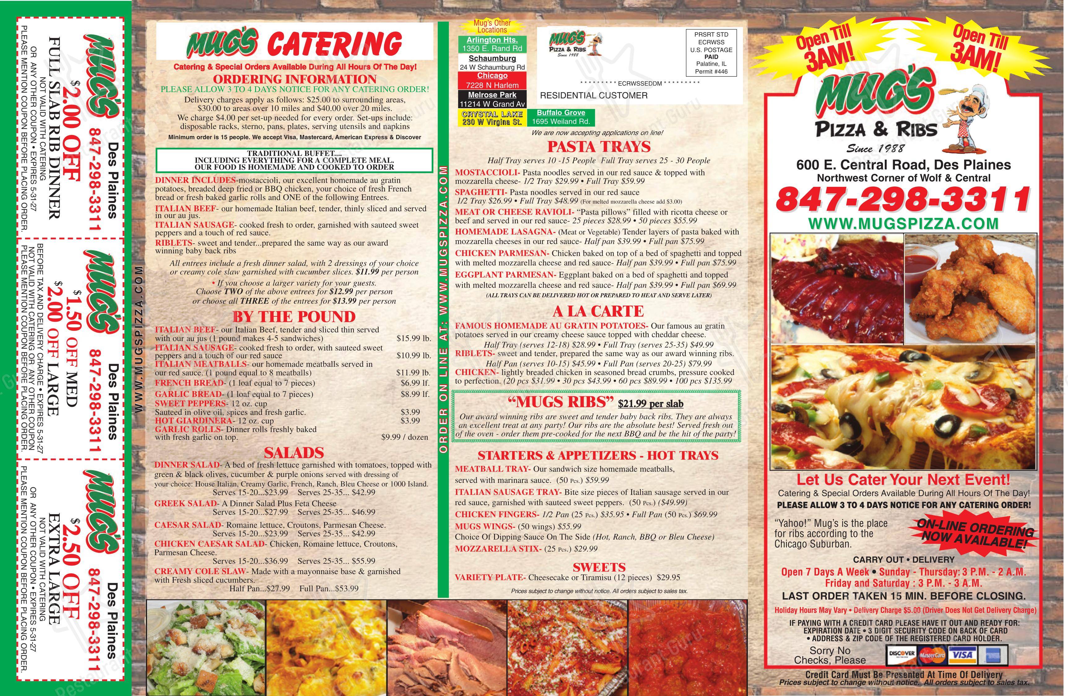 Mugs Pizza and Ribs в Десе-Плейнсе - Меню напитков