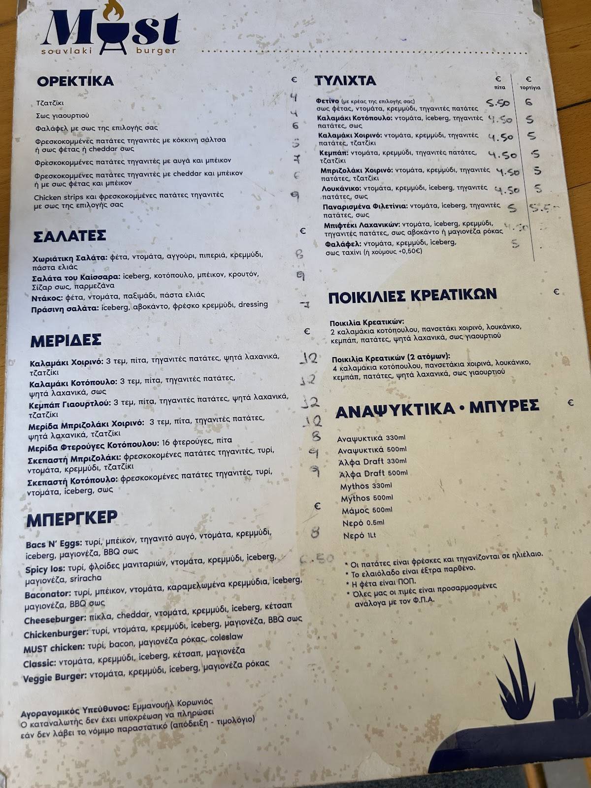Must Suvlaki-burger меню