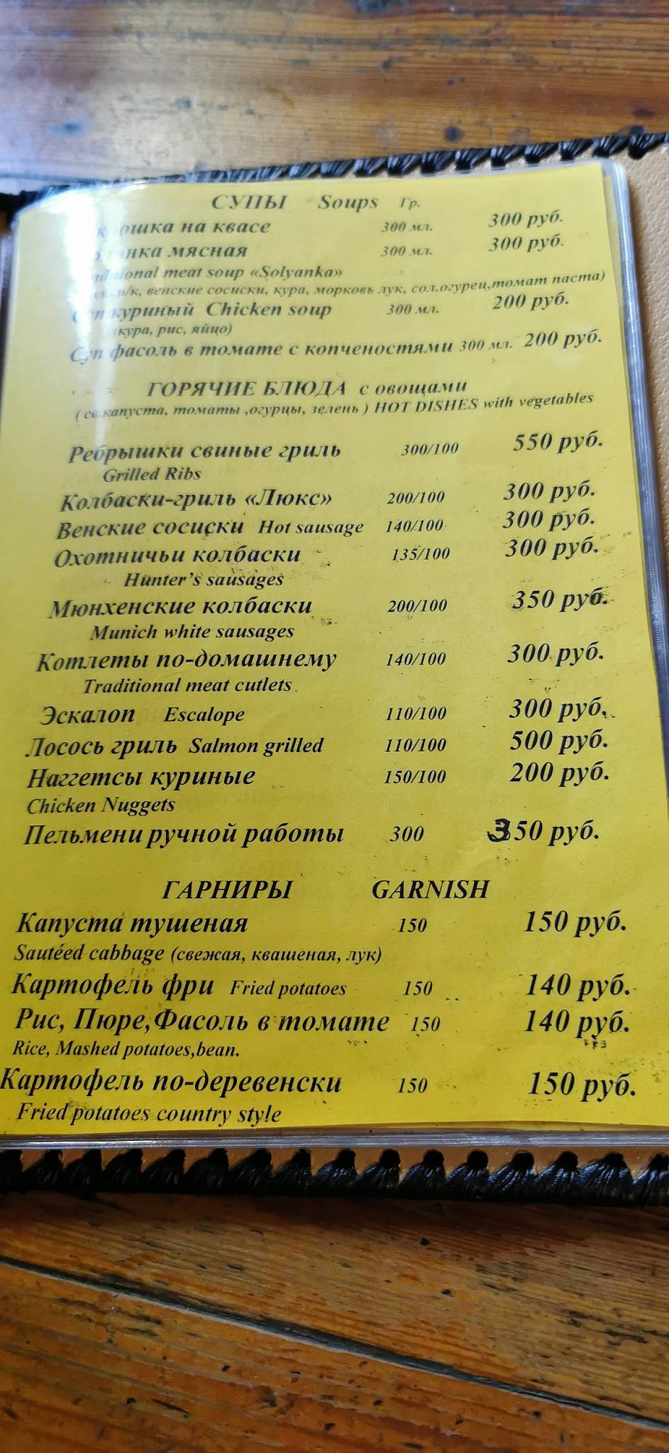 Новая Голландия меню