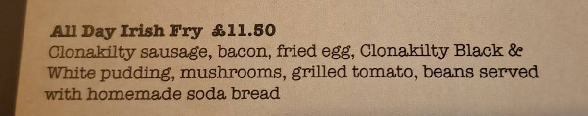 O'Sheas Irish Bar меню
