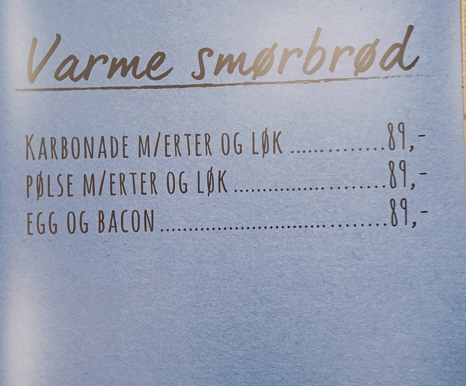 Obs Kafé, Tromsø меню