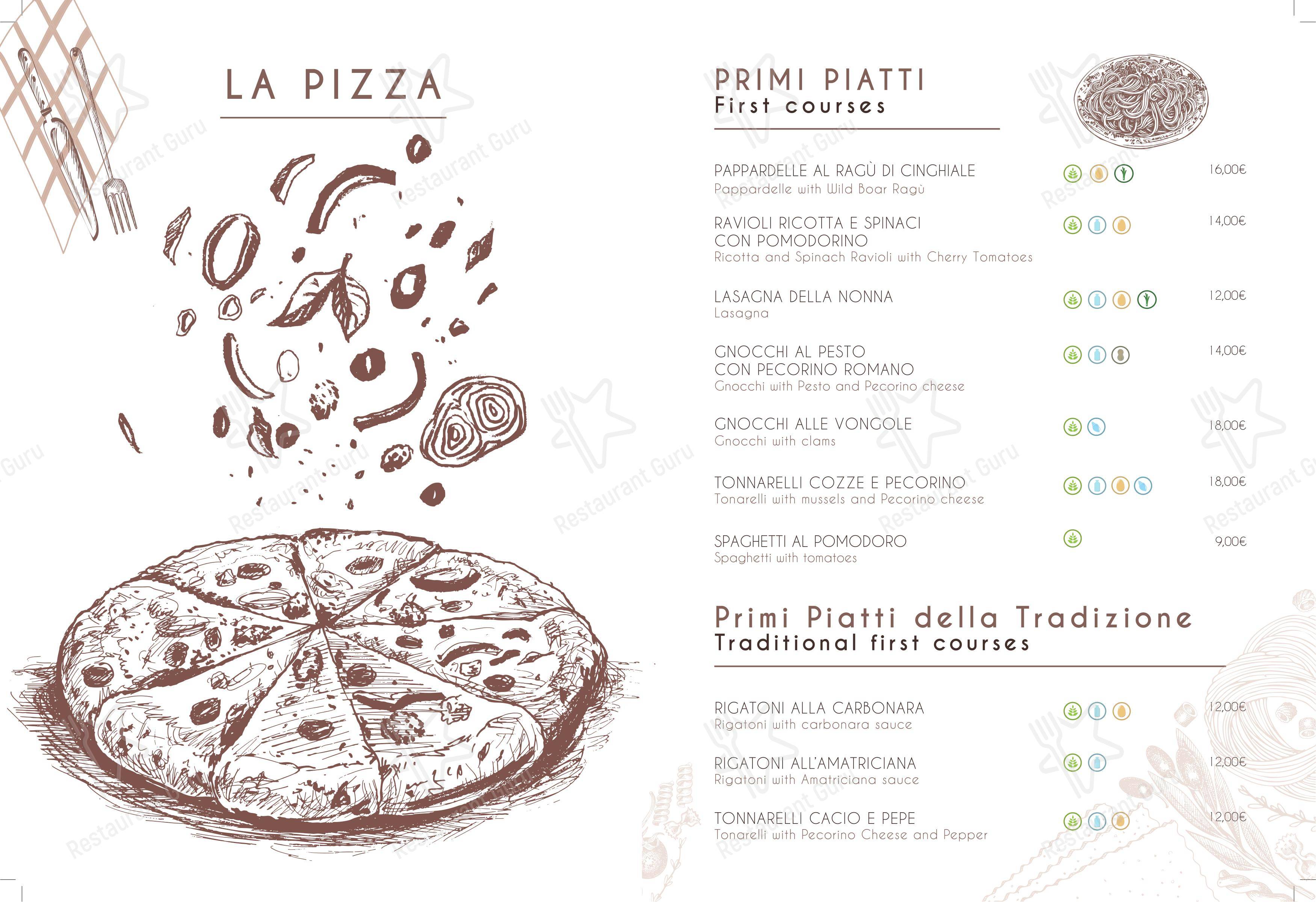Osteria Nonna Gina в Риме - Меню