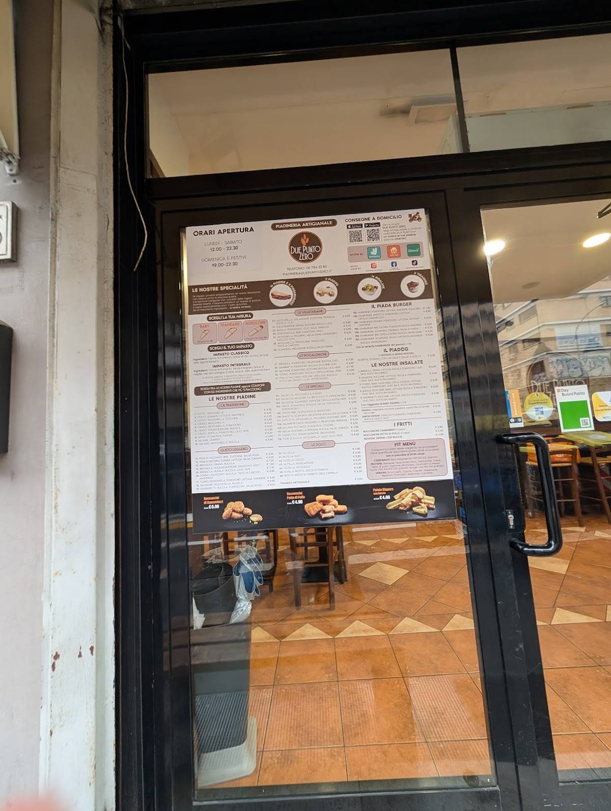 PIADINERIA DUE PUNTO ZERO меню