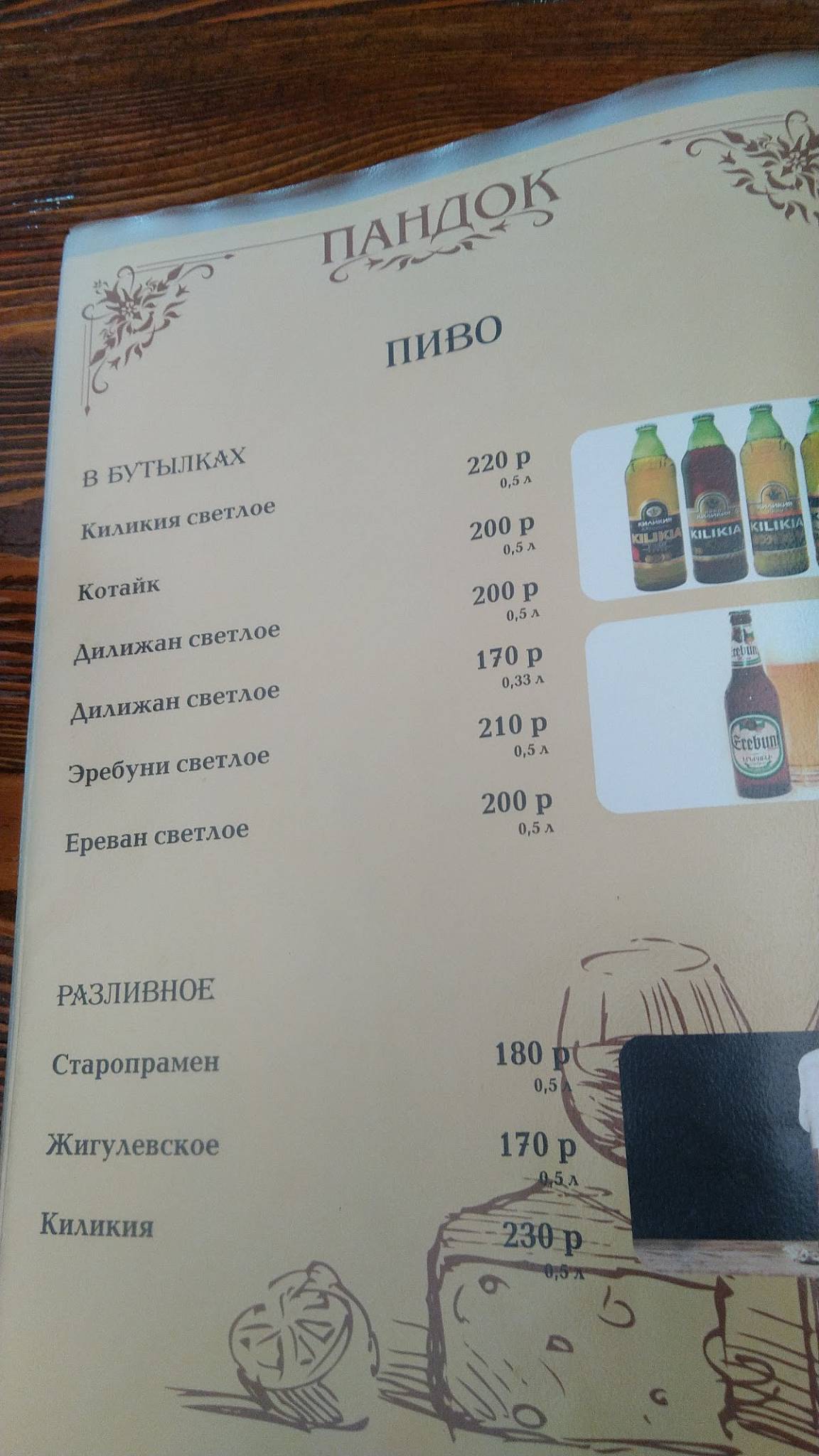 Пандок меню