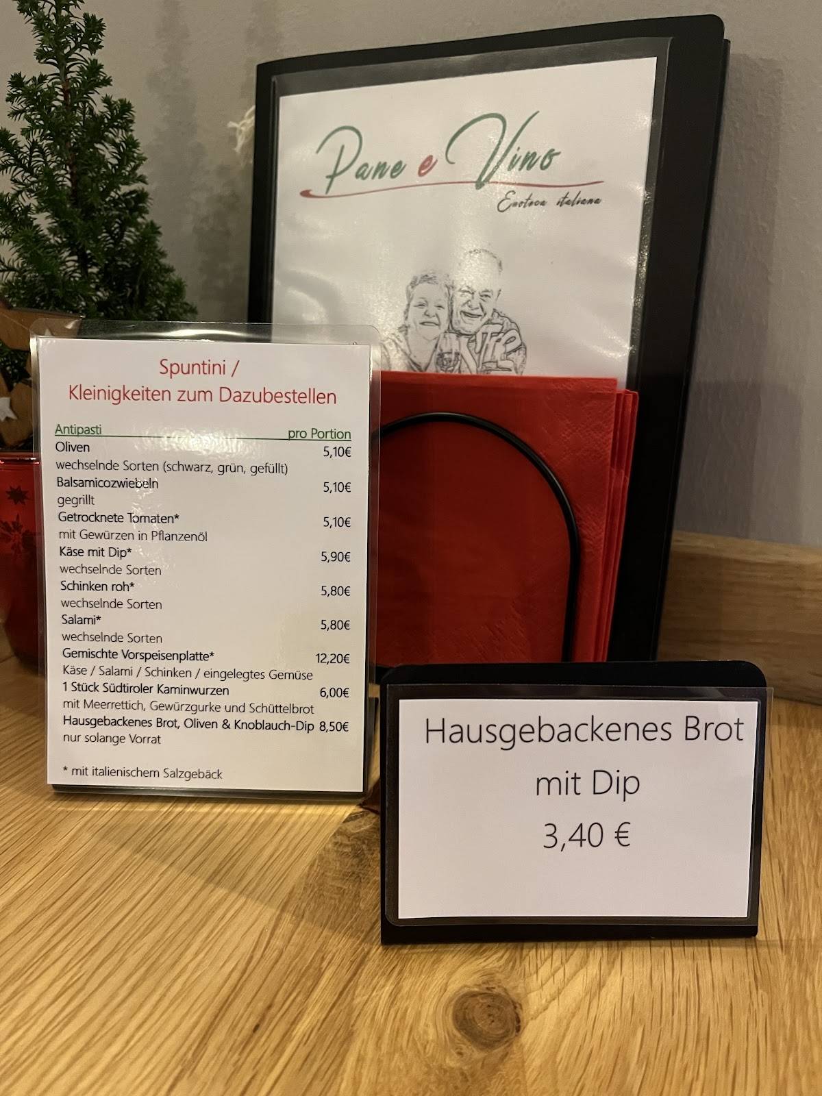 Pane e Vino меню