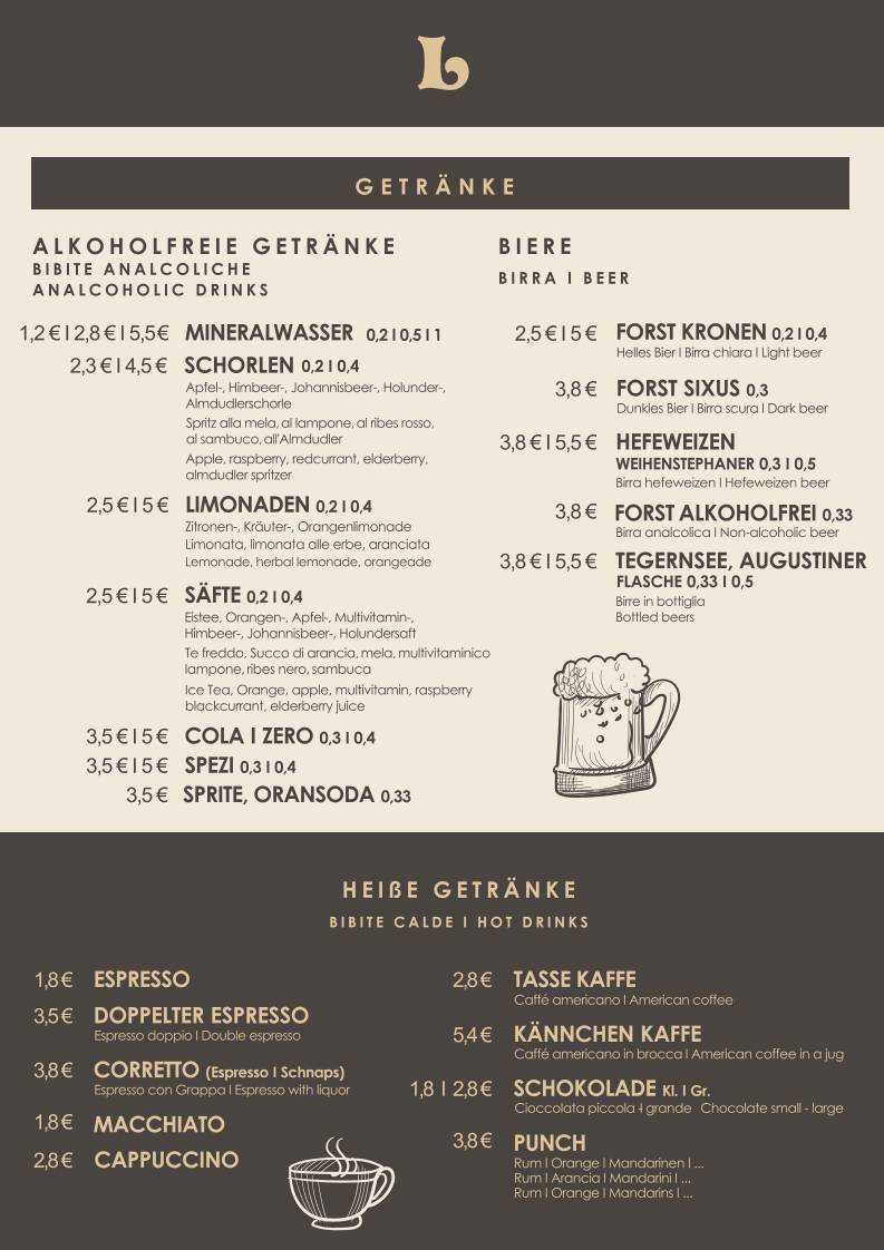 Pizzeria Restaurant Laterne меню
