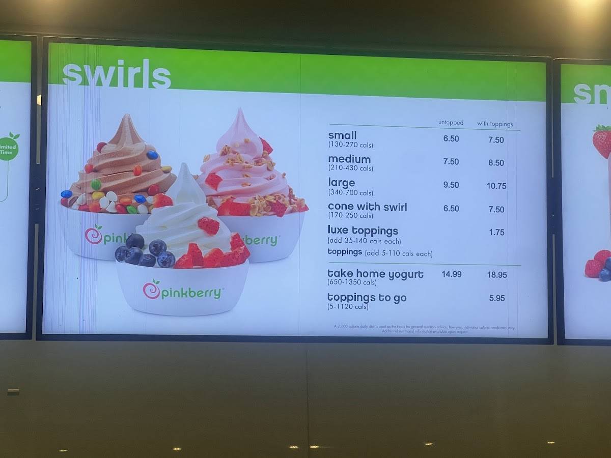 Pinkberry меню