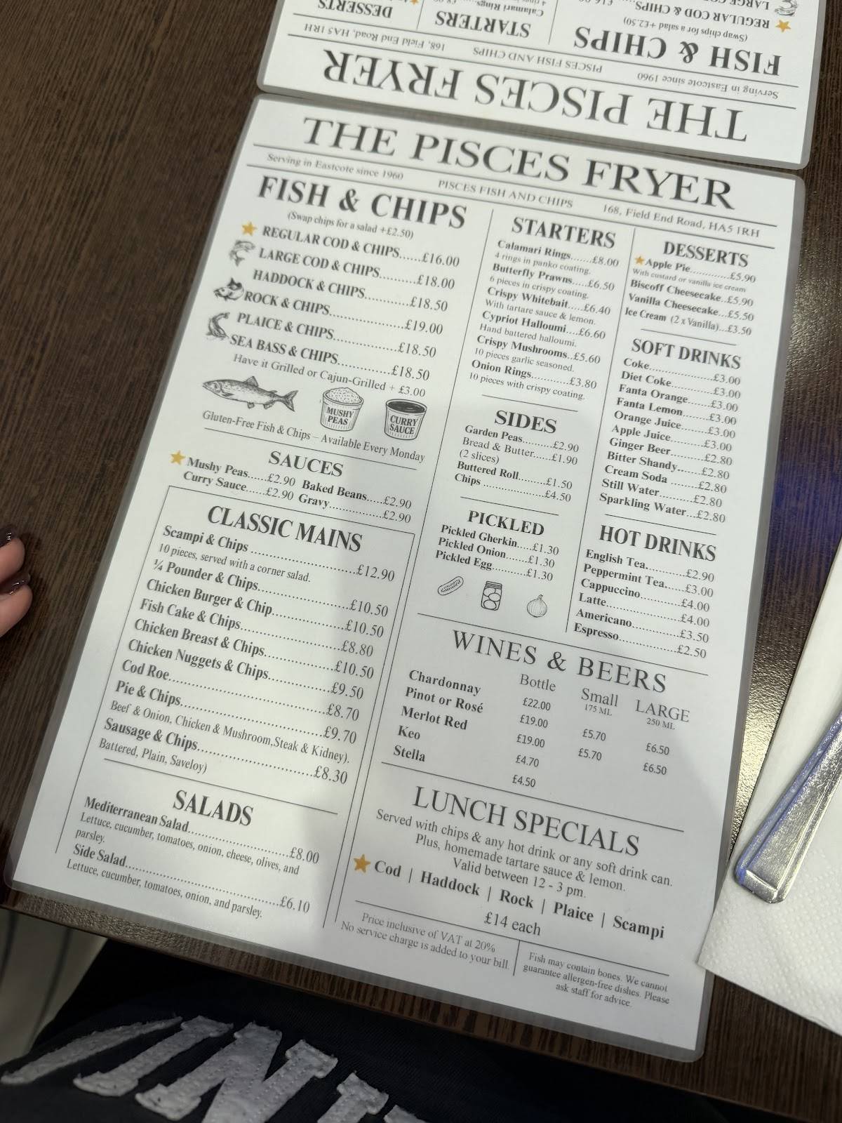 Pisces Fish and Chips меню