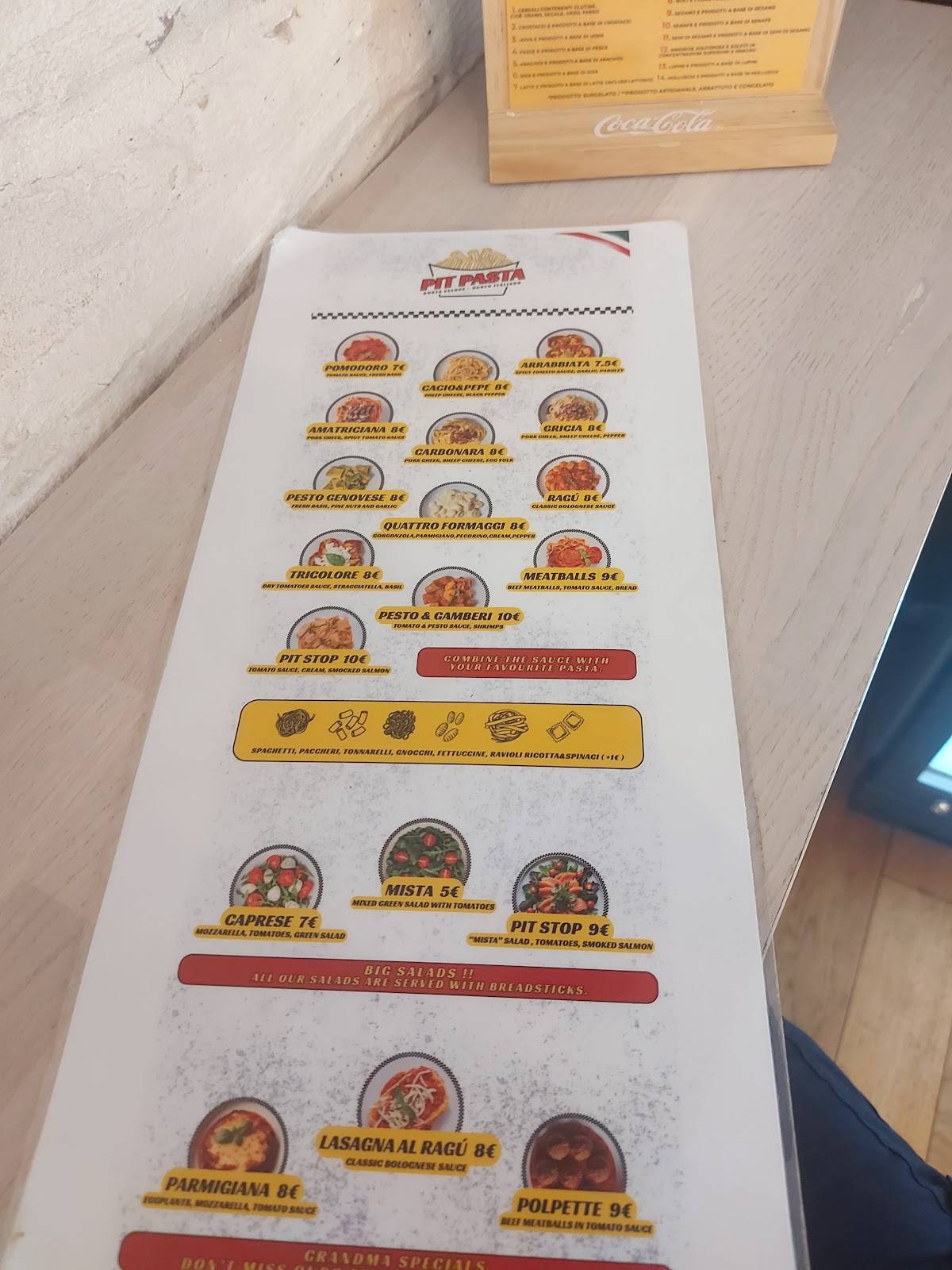 Pit Pasta меню