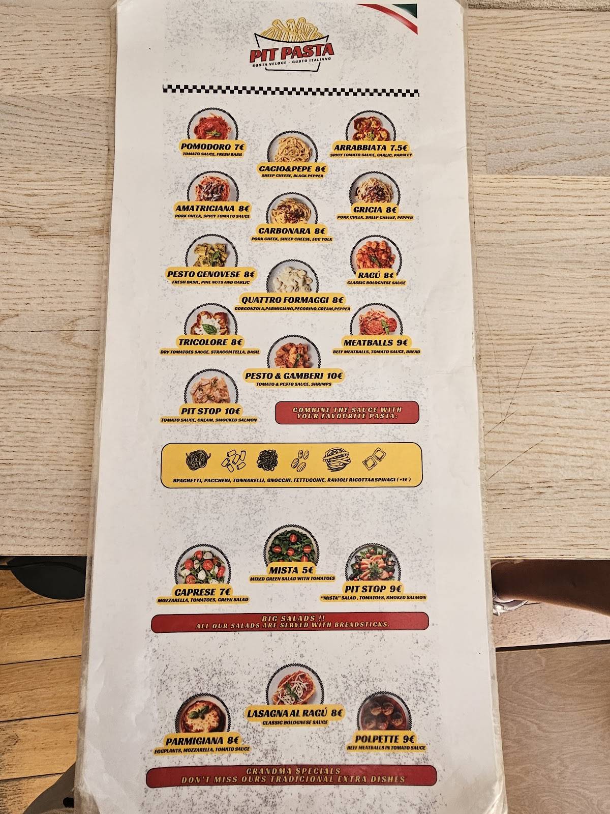 Pit Pasta меню