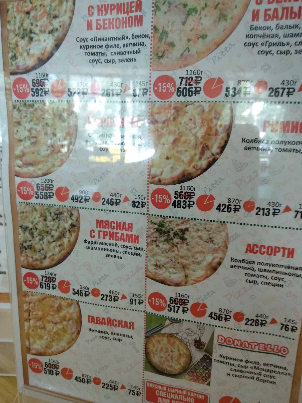 Пиццерия меню