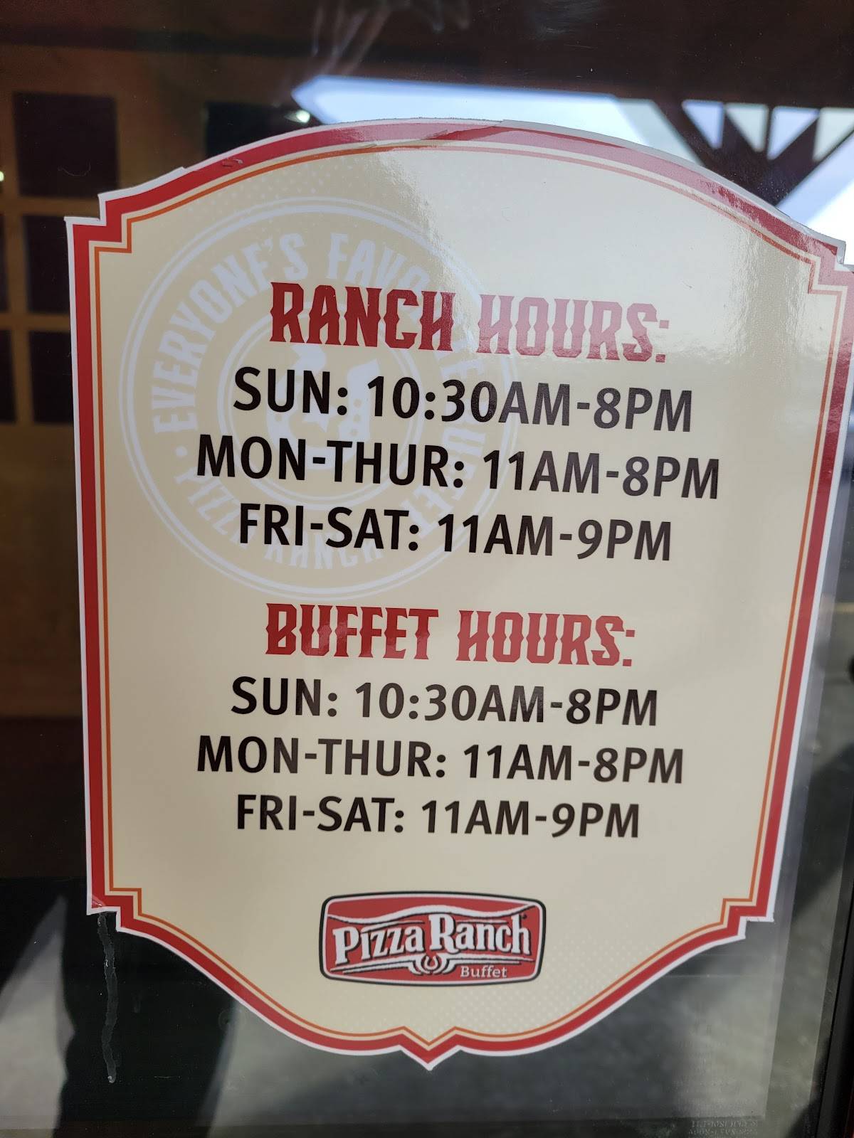 Pizza Ranch меню