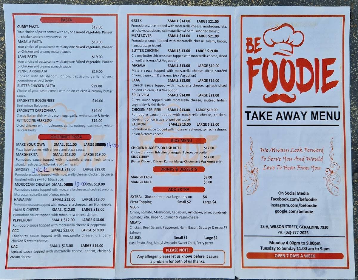 Be Foodie меню