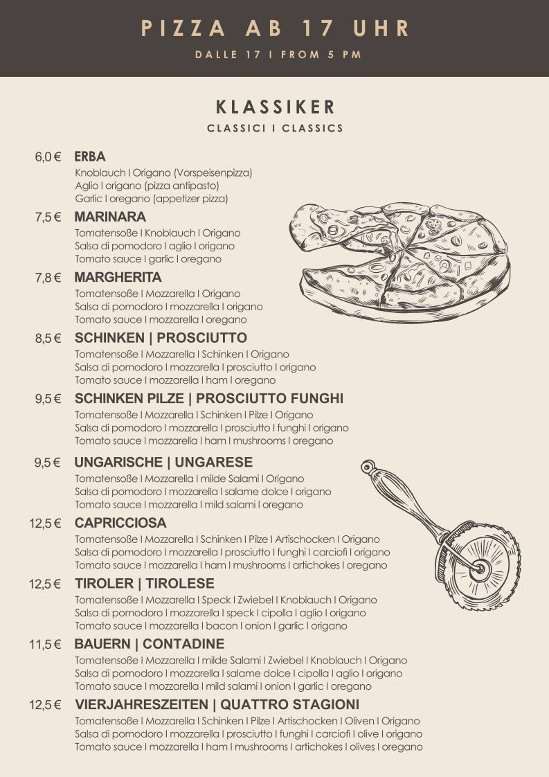 Pizzeria Restaurant Laterne меню