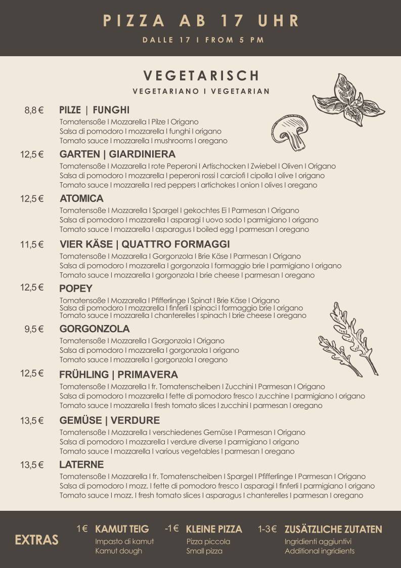 Pizzeria Restaurant Laterne меню
