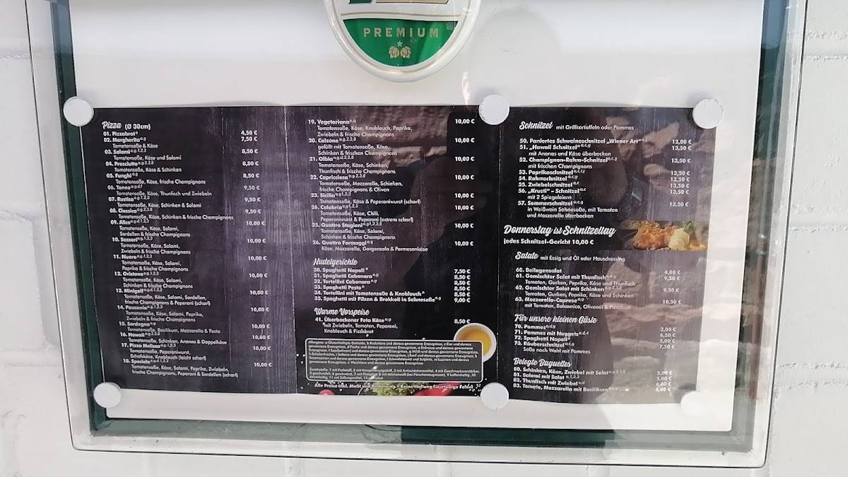 Pizzeria am Minigolfplatz меню