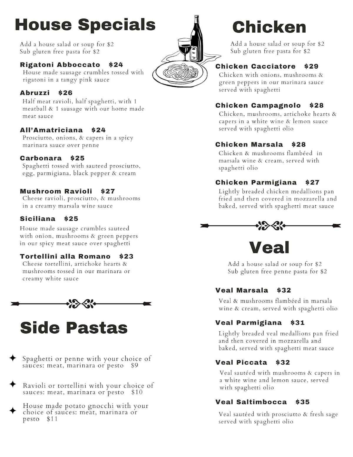 Pizzuto's Italian Cafe меню