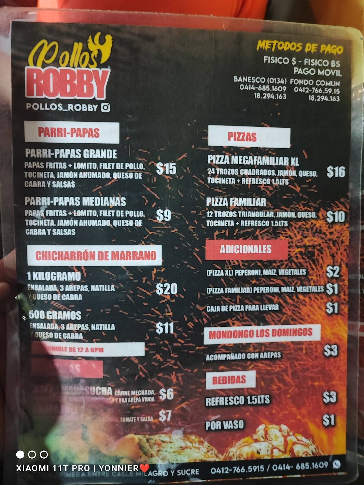 Pollos Robby меню