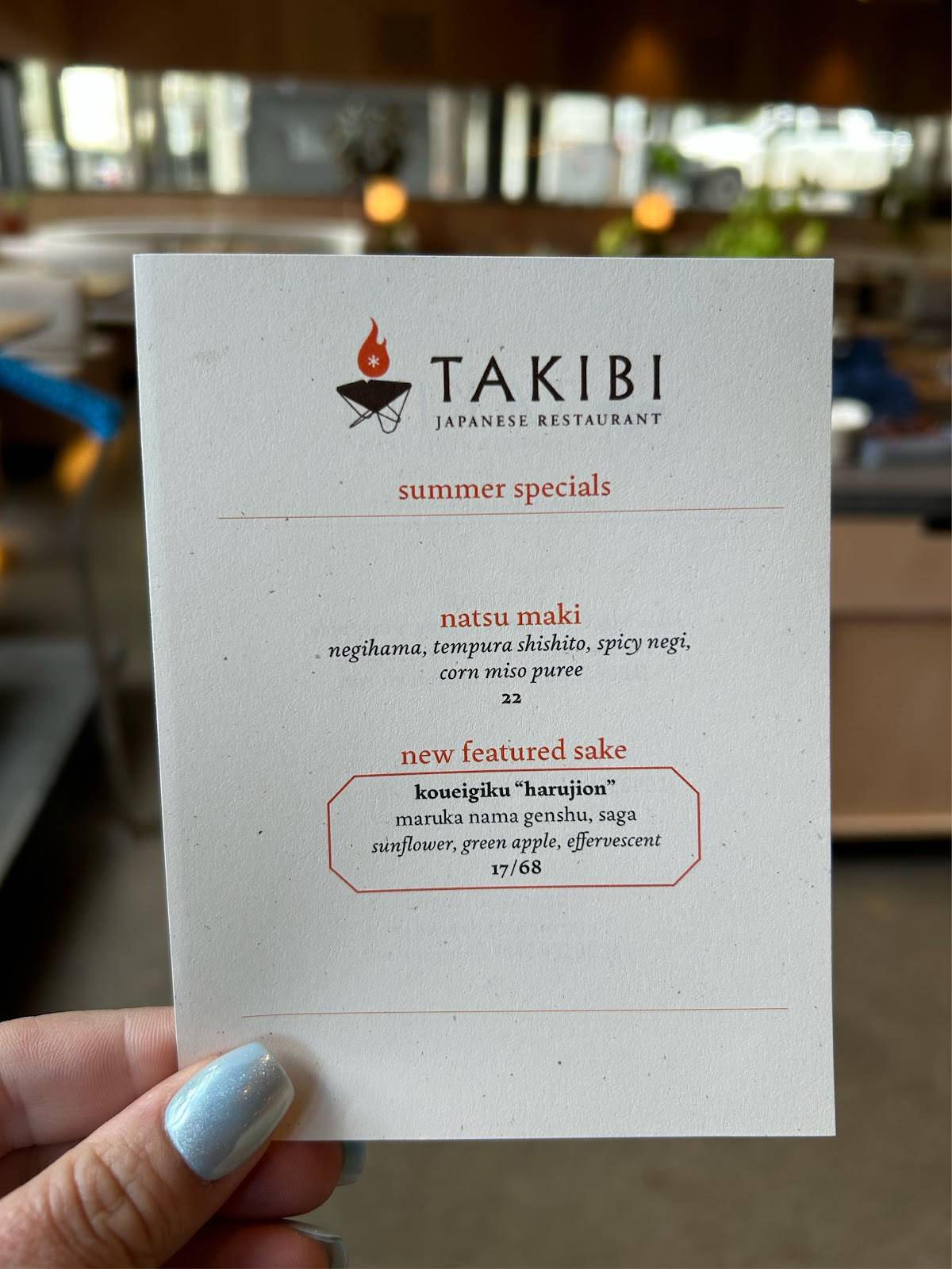 Takibi Japanese Ramen & Restaurant меню