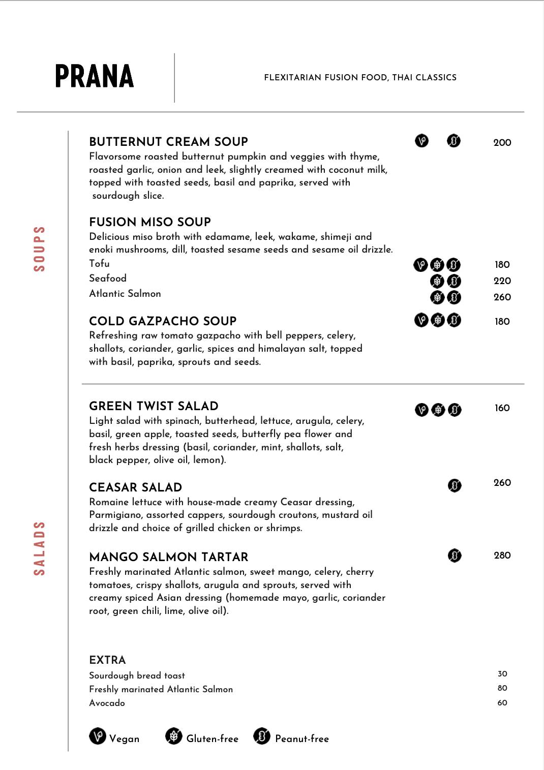 Prana Eatery меню