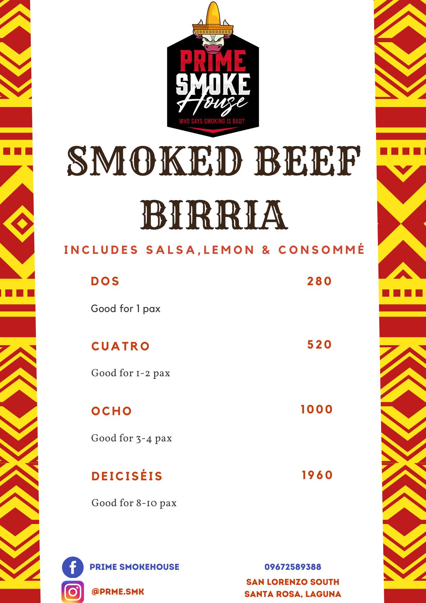 Prime Smokehouse меню