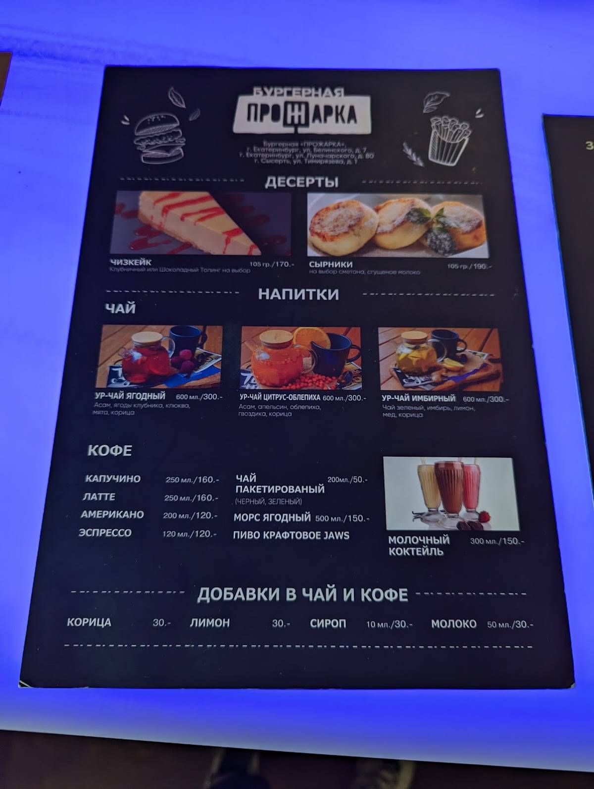 Прожарка меню