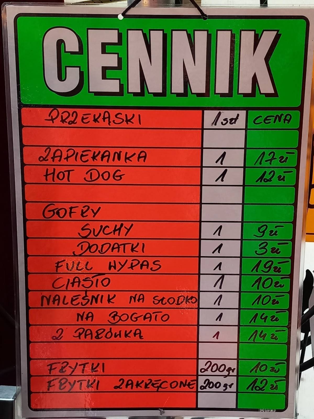 Przystanek Rower меню