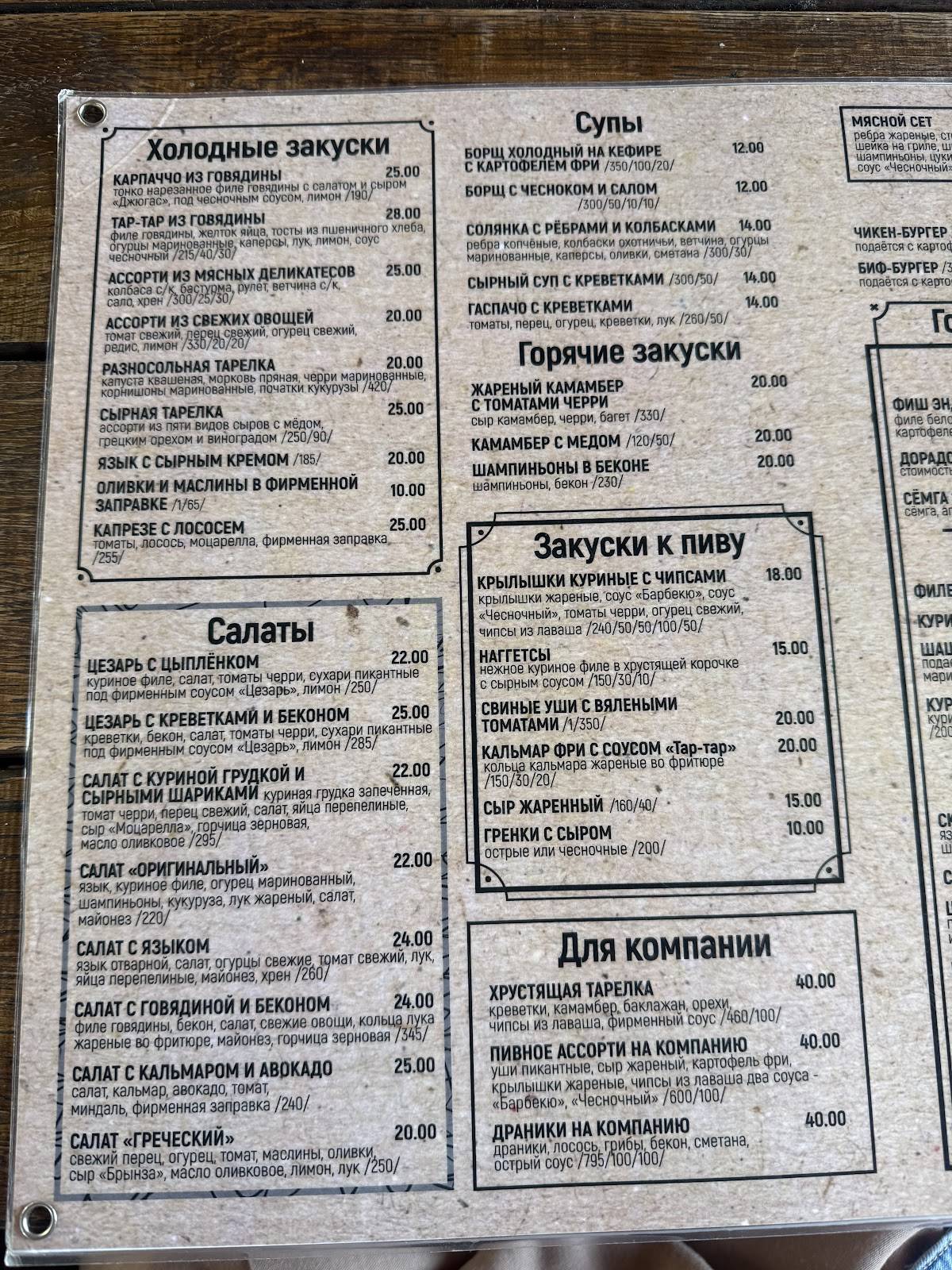 Паб Mr. Hops меню