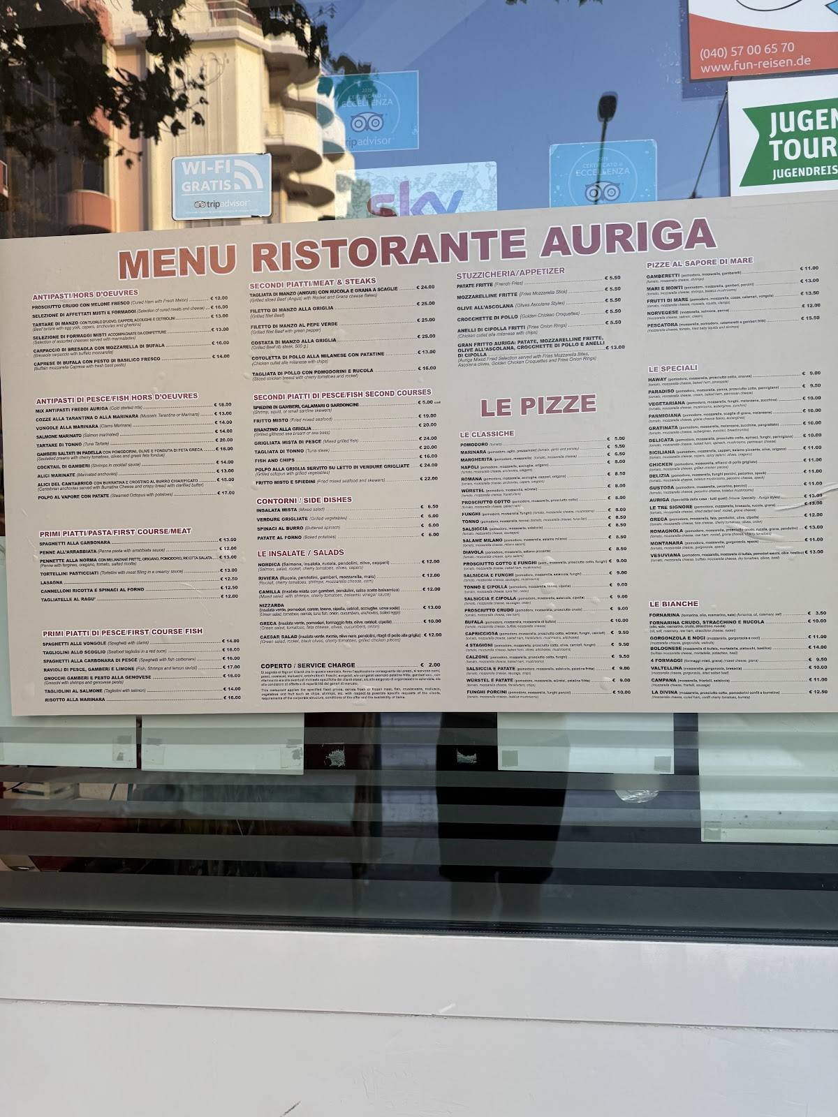 Ristorante Pizzeria Auriga меню