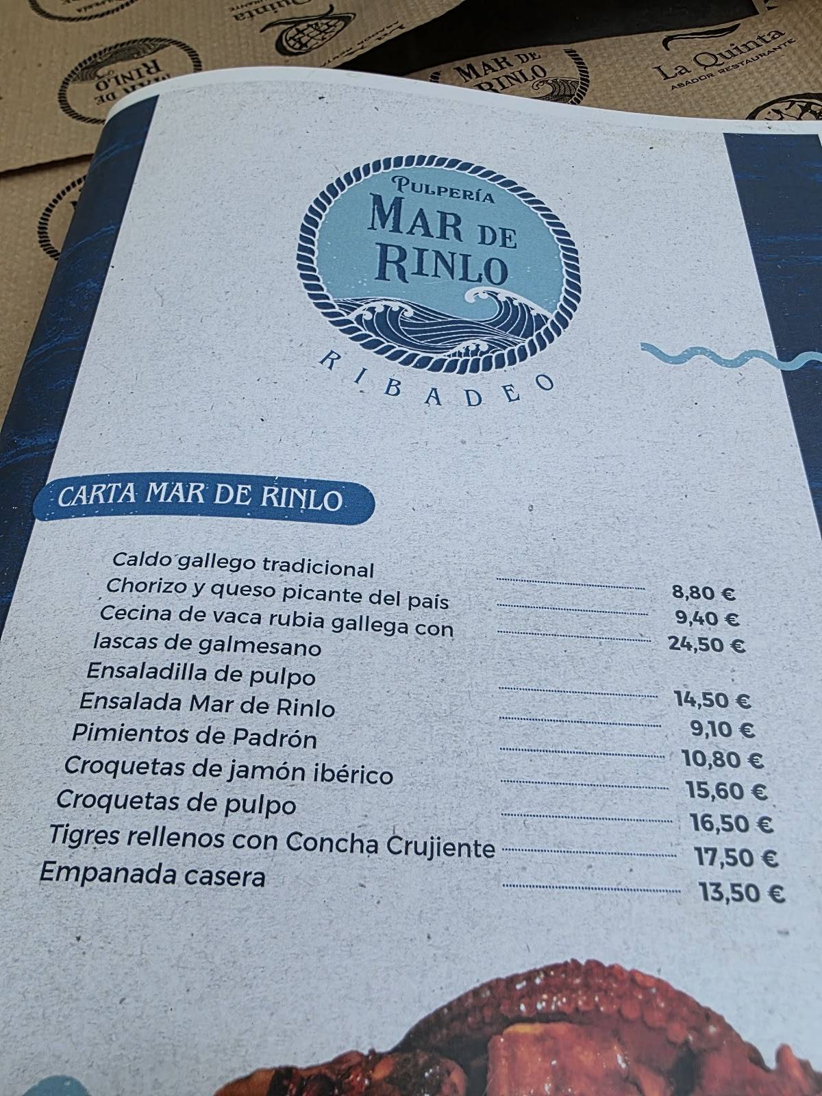Pulpería Mar de Rinlo меню