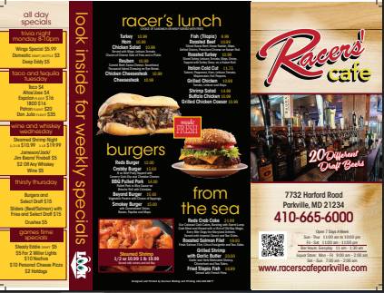 Racers' Cafe меню