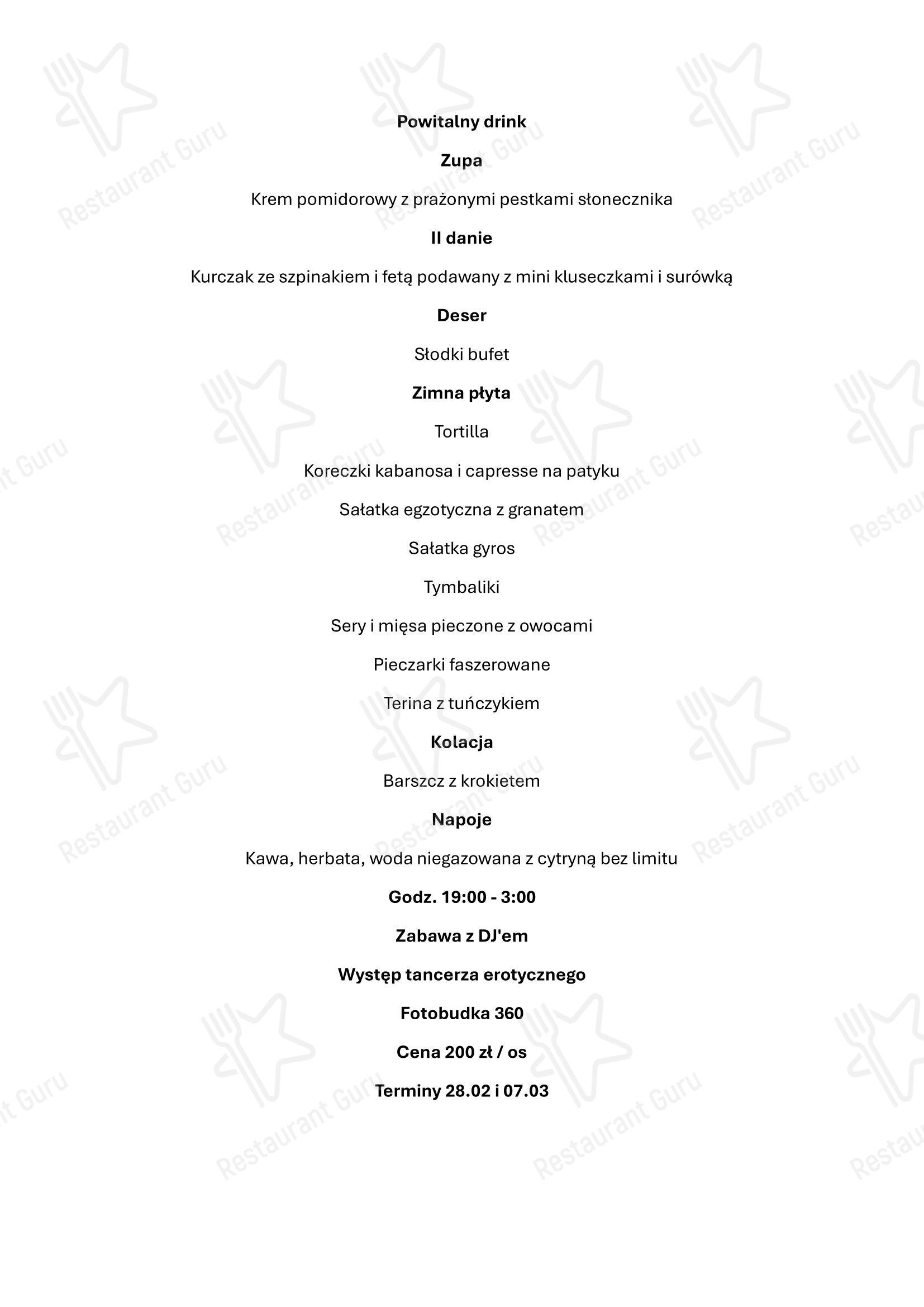 菜单 ресторана Radosz