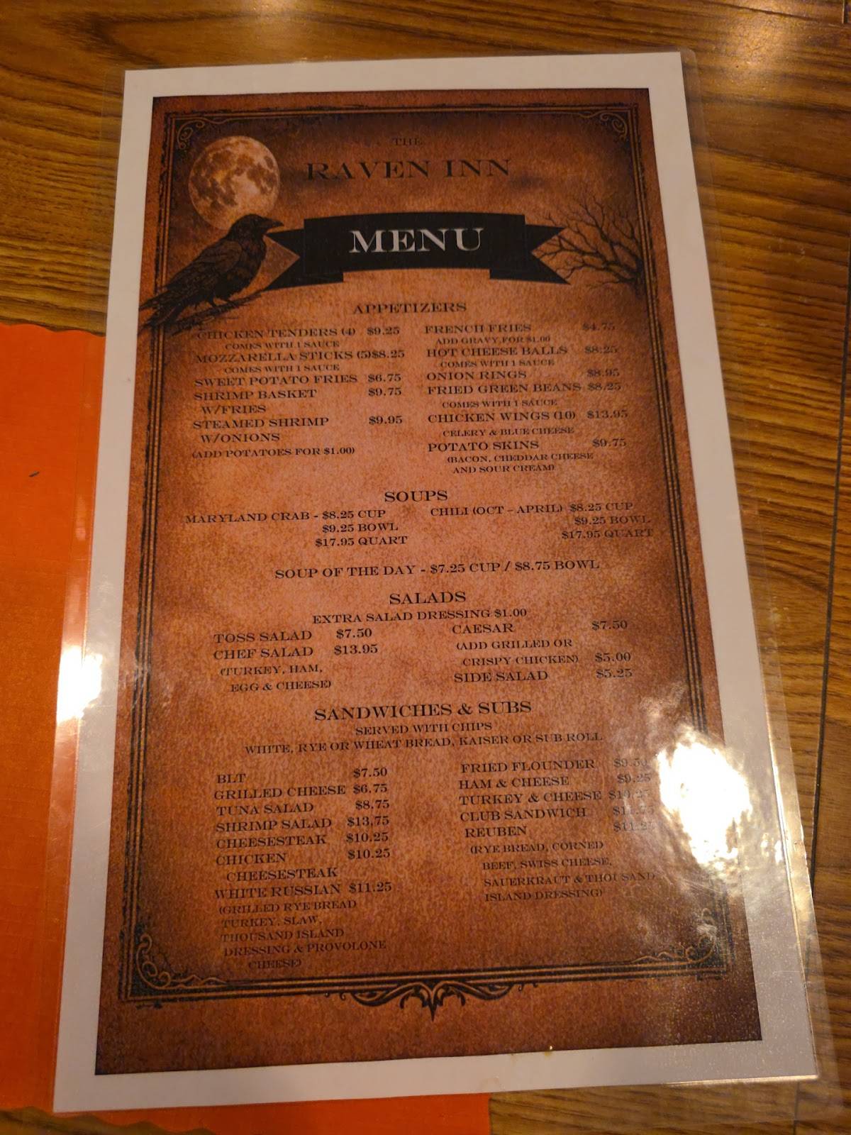Raven Inn меню
