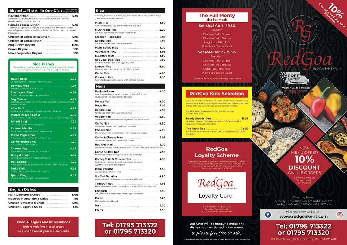 Redgoa Indian Takeaway меню
