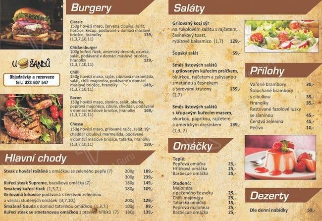 Restaurace u Šandů меню