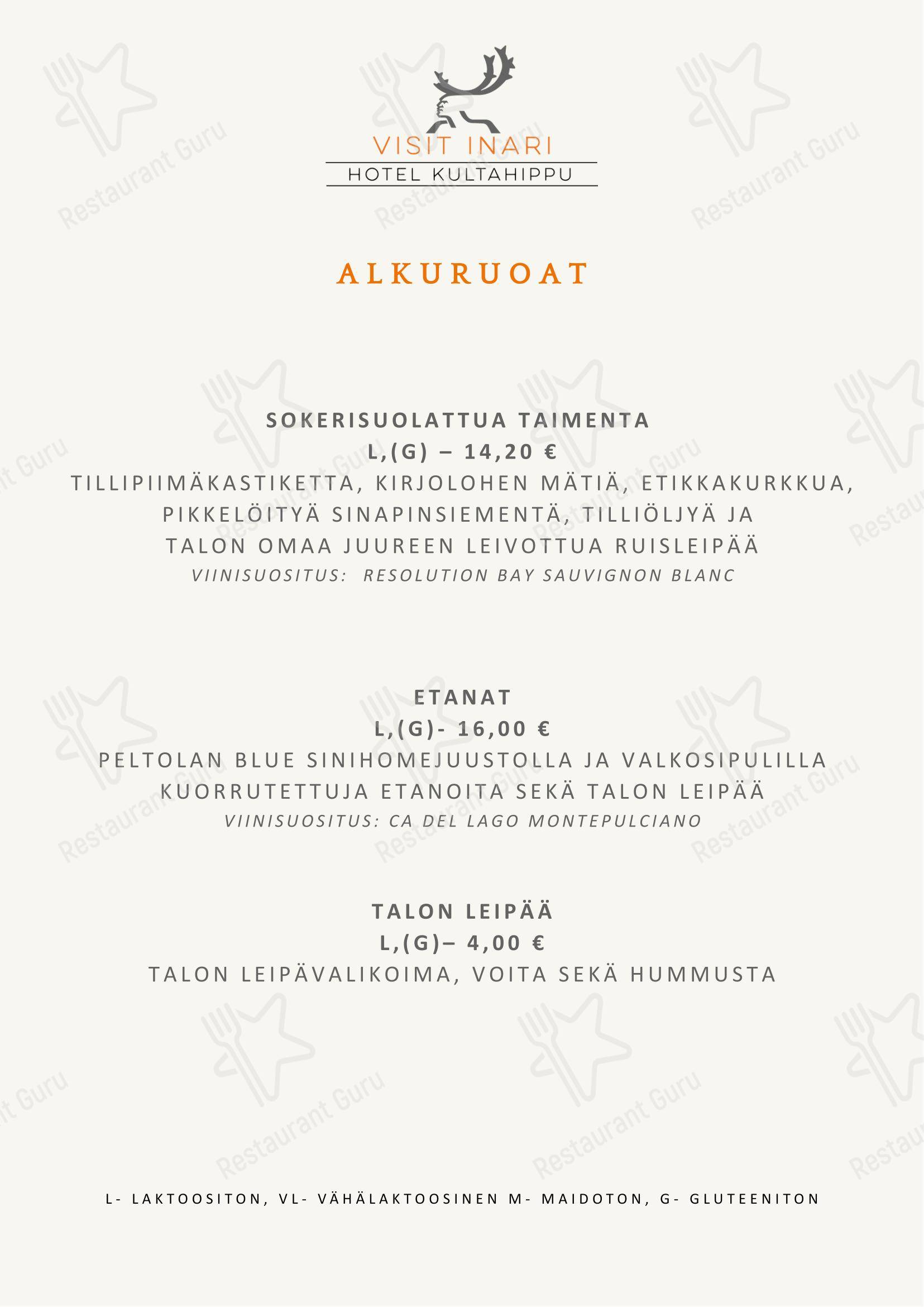 Restaurant Aurora в Инарях - Меню напитков
