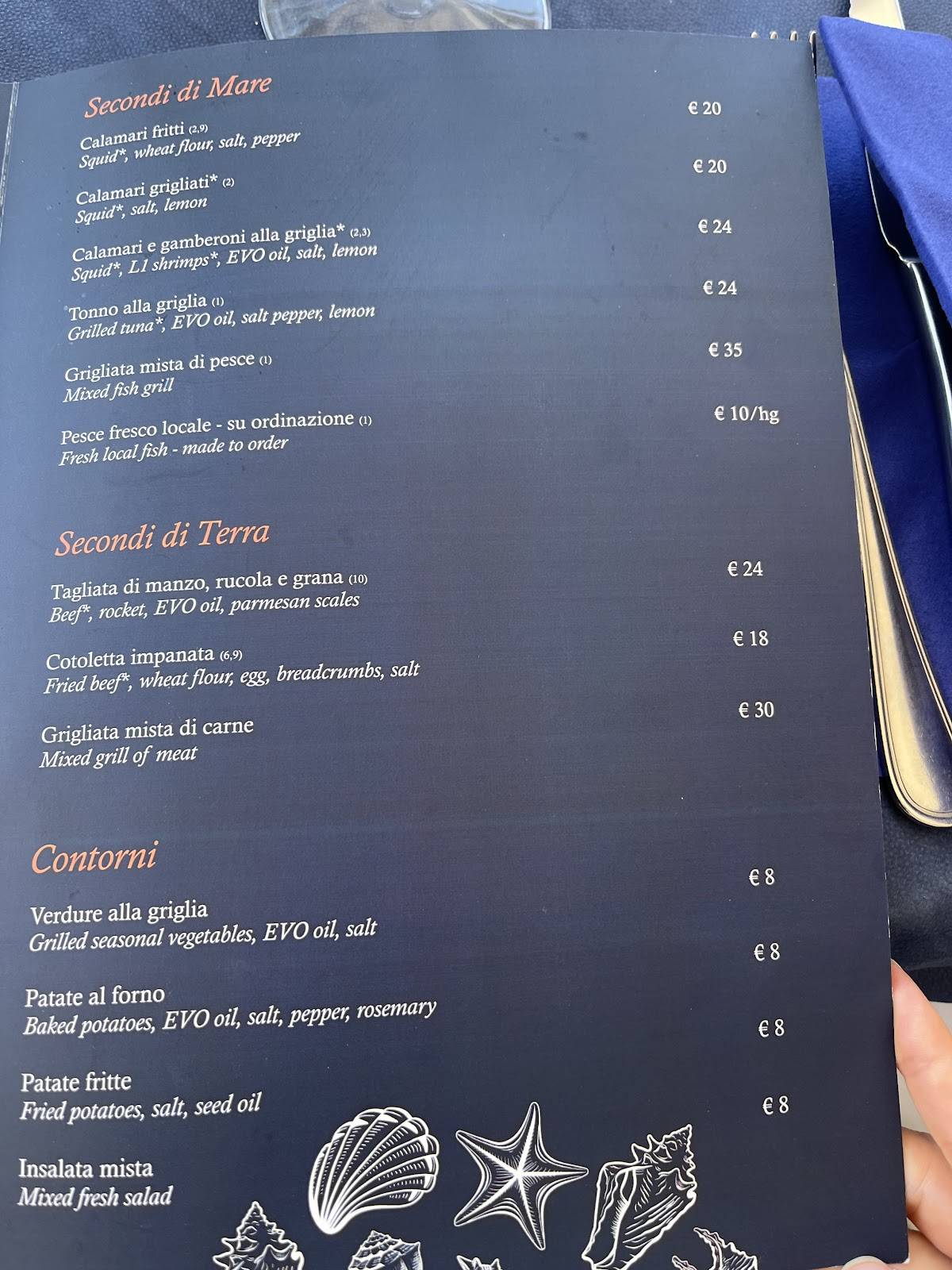Bar Ristorante In Baia меню