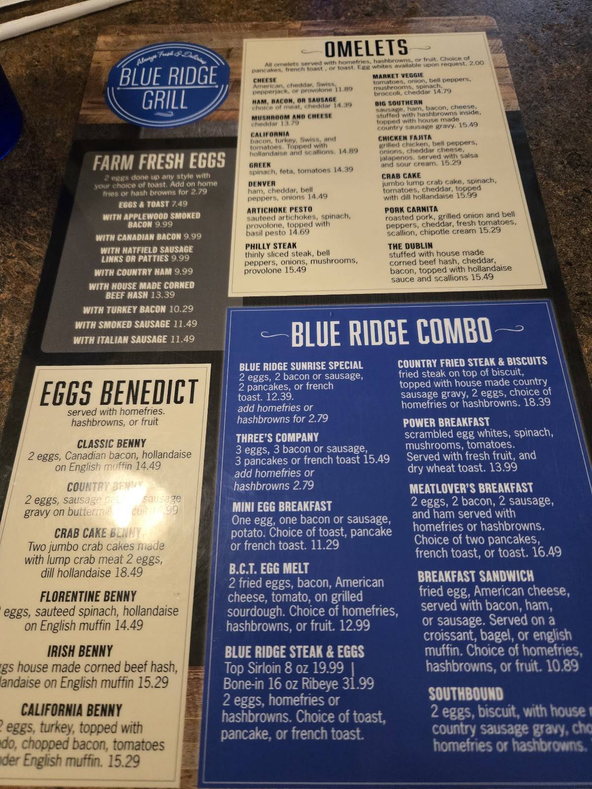 Blue Ridge Grill меню