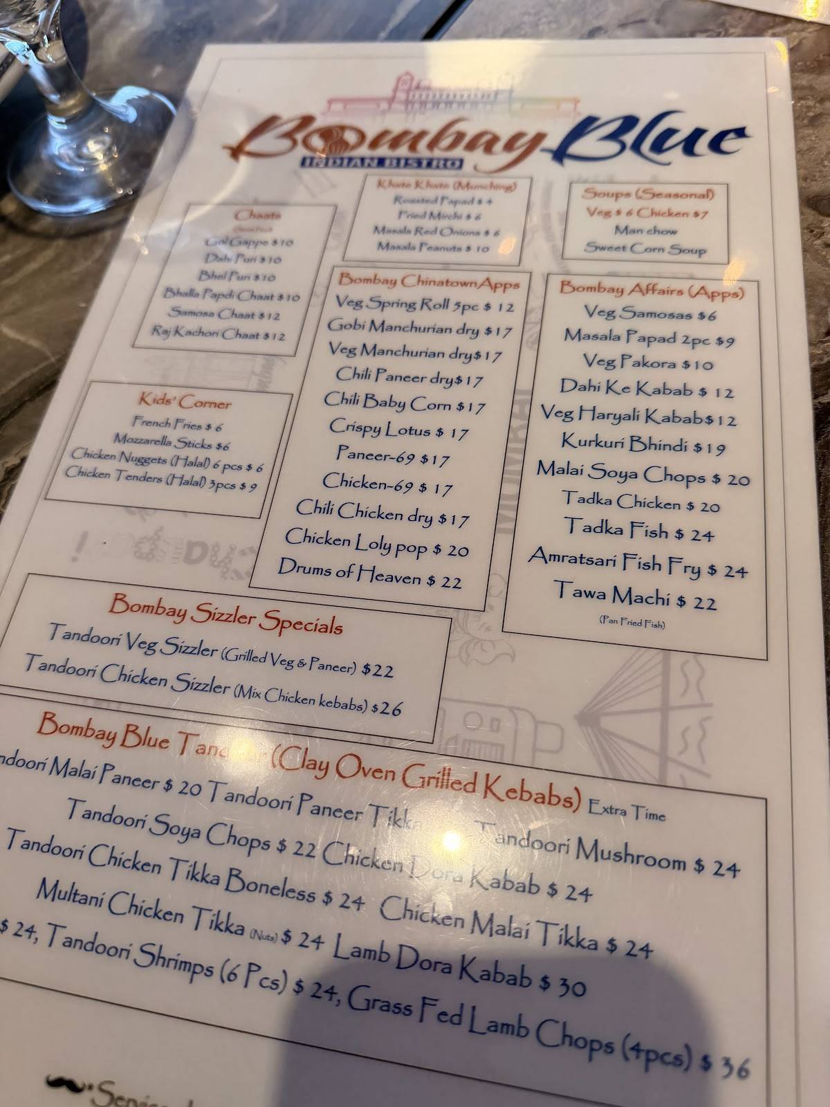 Bombay Blue Indian Bistro меню